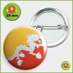 Flagge Bhutan Button 25mm mit Sicherheitsnadel