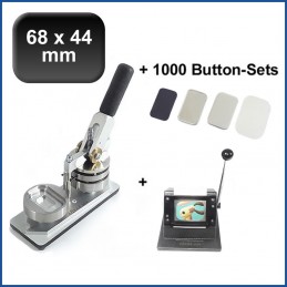 Buttonmaschine Typ 900 für 68x44mm Buttons inkl. 1000 Rohlinge mit Kühlschrankmagnet + Papierstanze