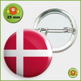 Flagge Dänemark Button 25mm mit Sicherheitsnadel