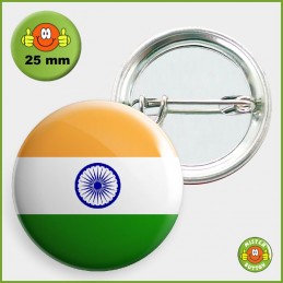 Flagge Indien Button 25mm mit Sicherheitsnadel