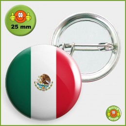 Flagge Mexiko Button 25mm mit Sicherheitsnadel