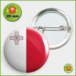 Flagge Malta Button 25mm mit Sicherheitsnadel