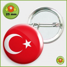 Flagge Türkei Button 25mm mit Sicherheitsnadel