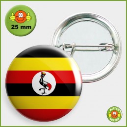 Flagge Uganda Button 25mm mit Sicherheitsnadel