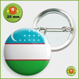 Flagge Usbekistan Button 25mm mit Sicherheitsnadel